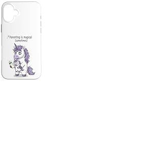 &Ecirc;tre Parent est Parfois Magique &ndash; Licorne fatigu&eacute;e Coque pour iPhone 16 Plus
