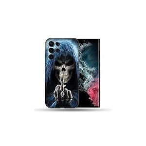 Cokitec Coque pour Samsung Galaxy S22 Ultra Tete de Mort Doigt Multicolore