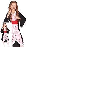 FIESTAS GUIRCA Déguisement de combattant manga rose pour filles – Guerrier anime japonais avec robe kimono – Costume pour enfants – Filles âgées de 10 à 12 ans