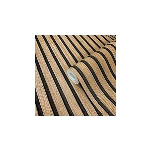 WALLCOVER Papier peint aspect bois, marron, panneaux acoustiques, effet 3D, panneaux en bois scandinave, aspect naturel, moderne, 10,05 x 0,53 m, fabriqué en Allemagne