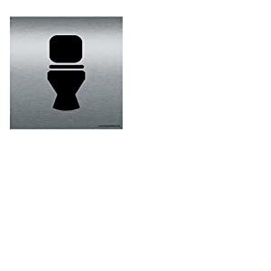 AUA SIGNALETIQUE - Plaque de porte Aluminium bross&eacute; imprim&eacute; AluSign - Double Face adh&eacute;sif au dos (130 x 130 mm, WC)