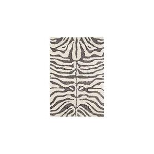 Teppich Boss Tapis Shaggy &agrave; Poils Longs - Motif z&egrave;bre - Cr&egrave;me/Gris - 200 x 290 cm