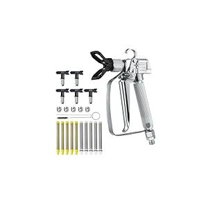 VEVOR Pistolet pulvérisateur de Peinture sans air, Haute Pression 248 Bar, avec 5 Embouts, kit à Joint pivotant, avec filtres, Aiguille de Nettoyage et Brosse, pour Machine de pulvérisation sans air