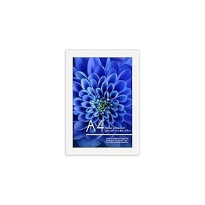 Americanflat Cadre Photo A4 Blanc - MDF avec Verre Incassable Poli, Chevalet & Matériel de Suspension Intégré - Format Horizontal et Vertical pour Mur et Dessus de Table - 21x29,7 cm