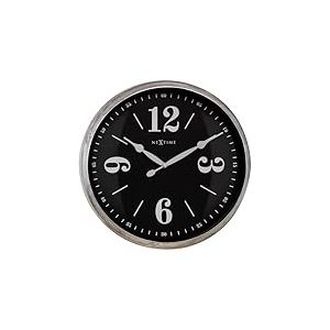 NeXtime Horloge Murale 39cm-Silencieux-Argent/Noir-Metal Classic