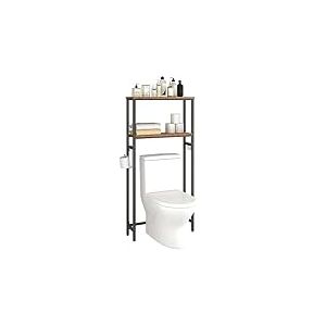 HOOBRO &Eacute;tag&egrave;re de Toilettes, &Eacute;tag&egrave;re WC &agrave; 2 Niveaux, &Eacute;tag&egrave;re de Salle de Bain, Meuble Toilette, Gain de Place, Montage Facile, Marron Rustique et Noir EBF49TS01
