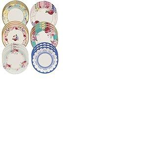 Talking Tables 24 x Assiettes en papier à motifs floraux vintage pour goûter, Bridgerton, Fête du Thé, anniversaire, mariage, fête des mères, anniversaires, vaisselle, assiettes carton fleuri chic