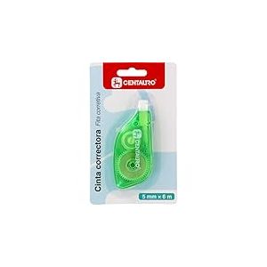 Centauro - Ruban correcteur d'écriture, 5 mm x 6 m, séchage rapide, haute adhérence et douceur à l'écriture, parfait comme matériel de bureau et scolaire, couleur aléatoire vert ou jaune