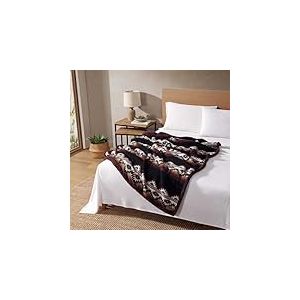 Wrangler - Couverture, Couverture Ultra Douce pour canap&eacute; ou lit, literie surdimensionn&eacute;e avec Revers Sherpa (Marron Montagne, 127 x 177,8 cm)