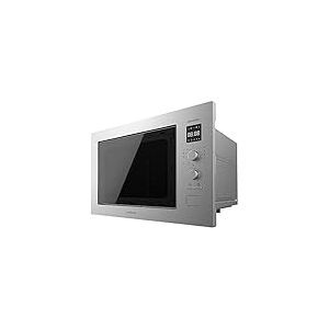 Cecotec Micro-ondes encastrable num&eacute;rique 25 litres avec gril GrandHeat 2550 Built-In Steel. 1320 W, 8 fonctions, minuterie, rev&ecirc;tement en acier inoxydable, plateau tournant de 31,5 cm.