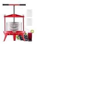 VEVOR Pressoir à Fruits Manuel 9 L, Presse à Vin Panier en Acier Inoxydable, avec Poignée en T et Structure Triangulaire, Presse à Jus, Raisin, Cidre de Pomme pour la Cuisine et la Maison, Rouge