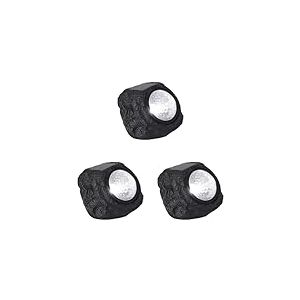 Velamp Lampe Solaire LED avec Design en Forme de Pierre, Pierre Solaire LED. En Plastique. Lumière pour Jardin, Terrasse, Allées, Balcons (Lot de 3)