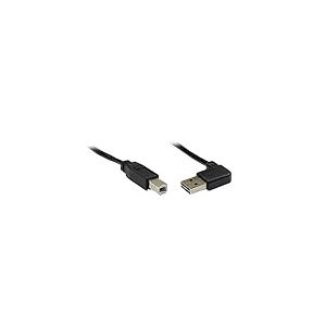 USB 2.0 Anschlusskabel EASY A-B Stecker gewinkelt schwarz 5m