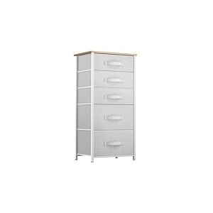 YITAHOME Commode, 5 Tiroirs en Tissu Commode Chambre Meuble de Rangement,Tour en Tissu,Cadre en M&eacute;tal,pour Chambre &agrave; Coucher, Salon,Gris Clair