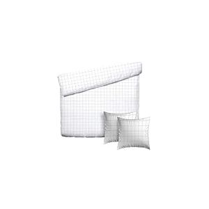 Pure Cotton Parure de lit 3 Pièces 2 Personnes - Housse de Couette 200x220cm & 2 taies d'oreiller 80x80cm – 100% Satin de Coton, 80 Fils/cm², 120 GSM - Certifié Oeko-TEX®– Carreaux - Blanc/Taupe