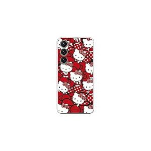 Personalaizer Coque Compatible avec Samsung Galaxy S23 Motif Hello Kitty avec n&oelig;uds Rouges et Pois - Style Kawaii - Coque Silicone TPU Souple Transparente