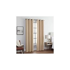 Eclipse Andover Rideaux occultants Thermiques à Triple Tissage avec œillets pour Chambre à Coucher (2 Panneaux), 106,7 x 274,3 cm, Beige