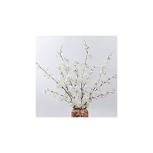 LESING Lot de 4 Fleurs de Cerisier artificielles en Soie pour Mariage, Maison, Bureau, fête (Blanc-1)