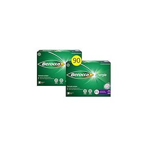 Berocca Energie Comprimés Effervescents, Vitamine C, B3, B5, B1, B12, Magnésium, Zinc, goût Cassis, 2 Pack de 45 comprimés - 3 mois de programme