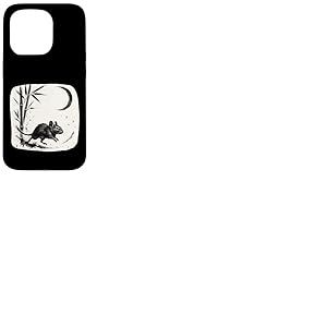 Peinture à l'encre Sumi e Degu en bambou, lune et nuit Coque pour iPhone 15 Pro