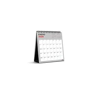 Miquelrius - Calendrier 2026 de bureau Basic, organiseur annuel 140 x 150 mm, avec espace pour noter, planificateur 12 mois, reliure spirale double, espagnol