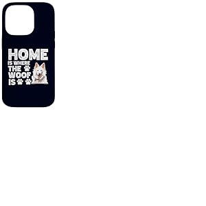 Home is Where The Woof is Berger Blanc Suisse Dog Lover Coque pour iPhone 14 Pro