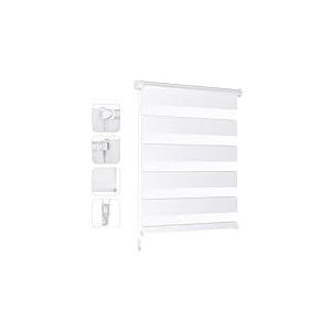 Sekey Store Enrouleur Double Klemmfix sans perçage pour fenêtre, Store Double 80 cm de Large, Store Enrouleur Duo, Protection Solaire, 80 x 130 cm, Blanc