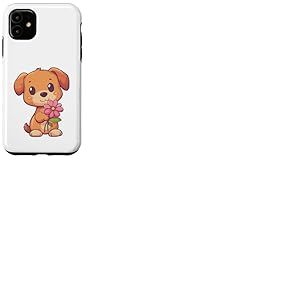 Chien avec Fleur pour Amoureux des Chiots, Femmes et Filles, Chien Mignon Coque pour iPhone 11