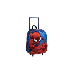 Sac &agrave; dos &agrave; roulettes Spider-Man pour enfant avec poign&eacute;e extensible - Sac &agrave; dos d'&eacute;cole Spiderman durable avec motif de super-h&eacute;ros Marvel bleu et rouge