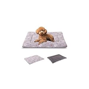 BVAGSS XH079 Lit r&eacute;versible en Mousse &agrave; m&eacute;moire de Forme pour Chien de Petite et Moyenne Taille &ndash; Matelas Lavable pour Animal Domestique (61 x 45,7 x 4,1 cm, Patte Grise)
