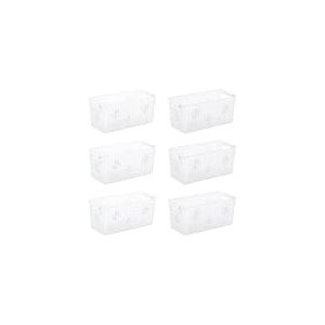 Cetomo Lot de 6 bo&icirc;tes de rangement en plastique avec poign&eacute;e, paniers de rangement avec trou, bac de rangement ouvert pour la maison, la cuisine, le bureau, transparent, 29 x 13,5 x 12,5 cm