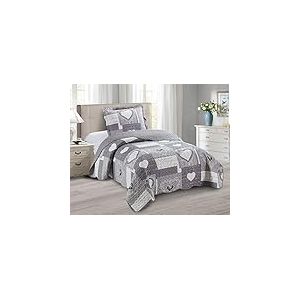 Brilliant Sunshine Parure de lit 2 pi&egrave;ces avec 1 taie d'oreiller, Couvre-lit r&eacute;versible, Couvre-lit Doux et l&eacute;ger, Toutes Saisons, lit jumeau, Gris