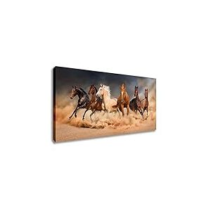 Inzlove Peinture à l'huile sur toile représentant des chevaux qui courent sur une toile - Décoration murale pour chambre à coucher