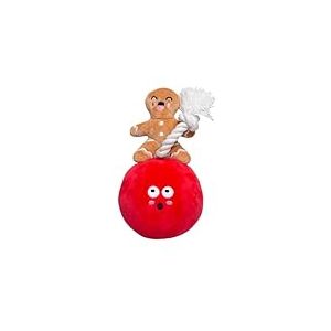 Pearhead Boule de Noël Destructible pour Chien - Peluche Rembourrée avec Couineur, Jouet à Tirer avec Corde, Thème Festif