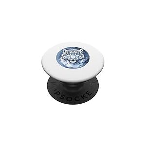 Léopard des neiges, animal léopard blanc, visage de léopard des neiges PopSockets PopGrip Adhésif