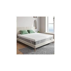 Novilla, Surmatelas 100x200 Mousse à Mémoire de Forme en Gel, 5 cm sur-Matelas en Bambou avec 4 Coins Elastiques, Housse Lavable, Moelleux et Respirant, Blanc