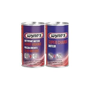 Wynn's Nettoyant Moteur Avant Vidange, Additif Diesel et Additif Moteur Essence 325ml & Super Charge Additif Huile Moteur, Traitement Moteur Diesel et Essence 300ml