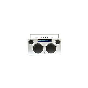 GPO Manhattan Système de Haut-parleurs Bluetooth Puissant et Portable 100 W pour Smartphone/Tablette Écran LCD Argenté