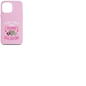 Sorry Girls Mommy is My Valentine C&oelig;urs l&eacute;opard et Plaid Coque pour iPhone 13 Pro Max