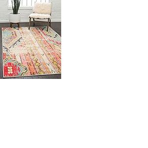 Unique Loom Sedona Collection Tapis Vieilli sud-Ouest Vintage, Moderne, sur-Teint, Abstrait (1,5 x 2,4 m, Multicolore/Beige)