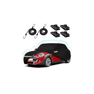 Car Cover for 2014-2025 Mini Cooper/Cooper S/Hardtop/Clubman/Countryman 4 Door, Waterproof All-Weather Protection Full Cooper Car Cover with Cotton Lining and Zipper Door-Black