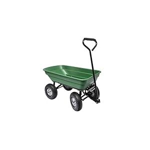 WERKA PRO - 10946 - Chariot remorque de Jardin - 52 litres - Jusqu'à 120 Kg - Montée sur 4 roues gonflables - 2 essieux - 1 Directionnel