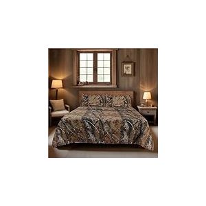 Realtree – Parure de lit 4 pièces à imprimé camouflage tout usage – Tissage en percale de coton super doux 100 g/m² – Entretien facile – Pour chambre à coucher, chasse et extérieur – Lit double