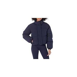 Amazon Essentials Veste matelass&eacute;e courte &agrave; fermeture &eacute;clair int&eacute;grale pour femme (polaire matelass&eacute;e mate ou sherpa), bleu marine, taille L