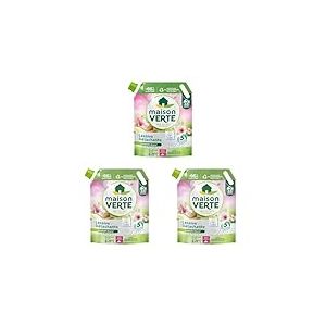 Maison Verte - Recharge Lessive Liquide - Parfum aux Huiles Essentielles - Lessive D&eacute;tachante - Amande Douce - Peaux Sensibles - Efficace d&egrave;s 20&deg;C - 5 Enzymes Actives d'Origine Naturelle - 33 Lavages