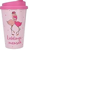 Depesche 2180-049 - Gobelet to Go en Plastique avec Slogan, 350 ML, r&eacute;utilisable, Personne pr&eacute;f&eacute;r&eacute;e avec Motif Flamant Rose