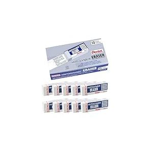 Pentel ZEH-10PC10 Lot de 10 Erasers Hi-Polymer Block Eraser Blanc Taille L