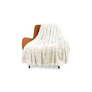 TOONOW Plaid Luxueux en Fausse Fourrure, Double Face, Doux et Moelleux &agrave; Poils Longs pour canap&eacute;, lit (cr&egrave;me, Plaid)