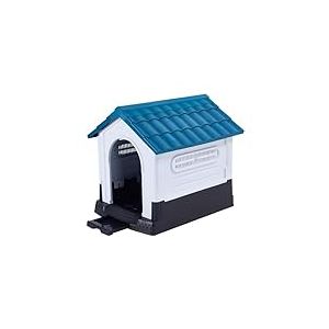 Lanco - Chenil pour Petits Chiens avec Toilettes. Utilisation intérieure et extérieure avec grilles d'aération. Matériau résistant. 83x67x76cm. Bleu et Blanc.