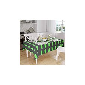 Bonamaison, Anti-moisissure, S&eacute;chage Rapide, R&eacute;sistant aux Taches, Lavable en Machine, 100% Polyester Nappe de Table, Fum&eacute;e Verte n&eacute;on, 140 x 160 Cm - Con&ccedil;u et Fabriqu&eacute; en Turquie